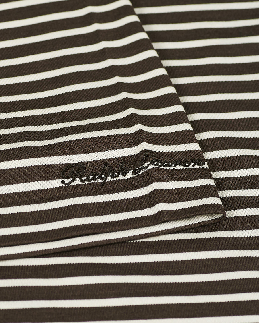 Herre | T-Shirts | Ralph Lauren Purple Label | Striped Silk Blend Tee Brown/Cream