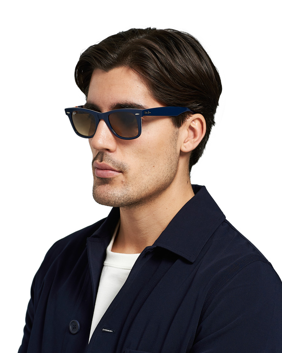 Herre | Ray-Ban RB2140 Wayfarer Sunglasses Dark Blue/Brown | Ray-Ban | RB2140 Wayfarer Sunglasses Dark Blue/Brown
