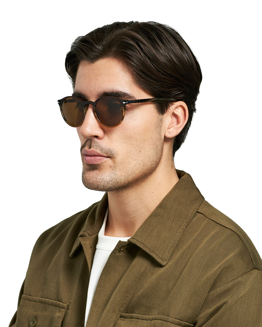 Herre | Persol PO3171S Sunglasses Striped Brown | Persol | PO3171S Sunglasses Striped Brown