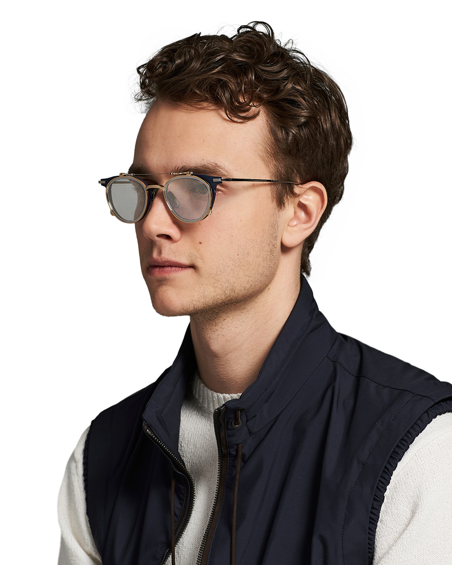 Herre | Thom Browne TB814 Flip-Up Sunglasses Matte Navy/White Gold | Thom Browne | TB814 Flip-Up Sunglasses Matte Navy/White Gold