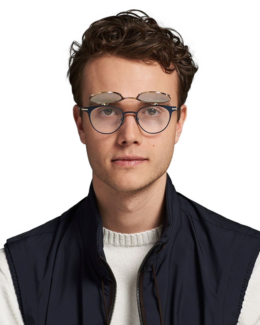 Herre | Thom Browne TB814 Flip-Up Sunglasses Matte Navy/White Gold | Thom Browne | TB814 Flip-Up Sunglasses Matte Navy/White Gold