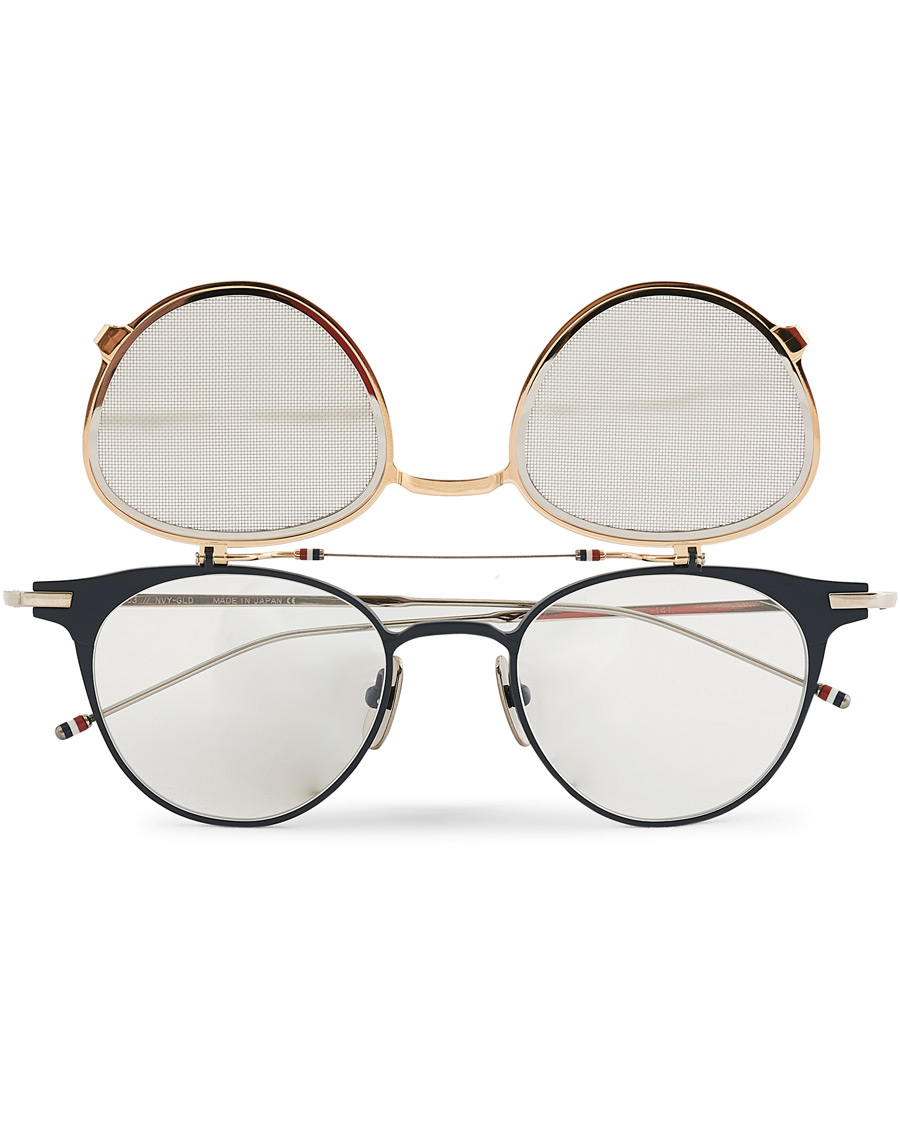 Herre | Thom Browne TB814 Flip-Up Sunglasses Matte Navy/White Gold | Thom Browne | TB814 Flip-Up Sunglasses Matte Navy/White Gold