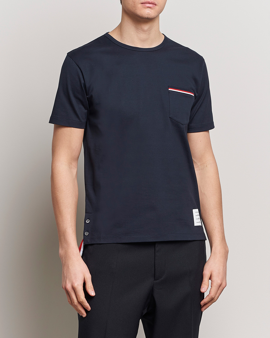Herre | Thom Browne | Thom Browne | Short Sleeve Pocket T-Shirt Navy