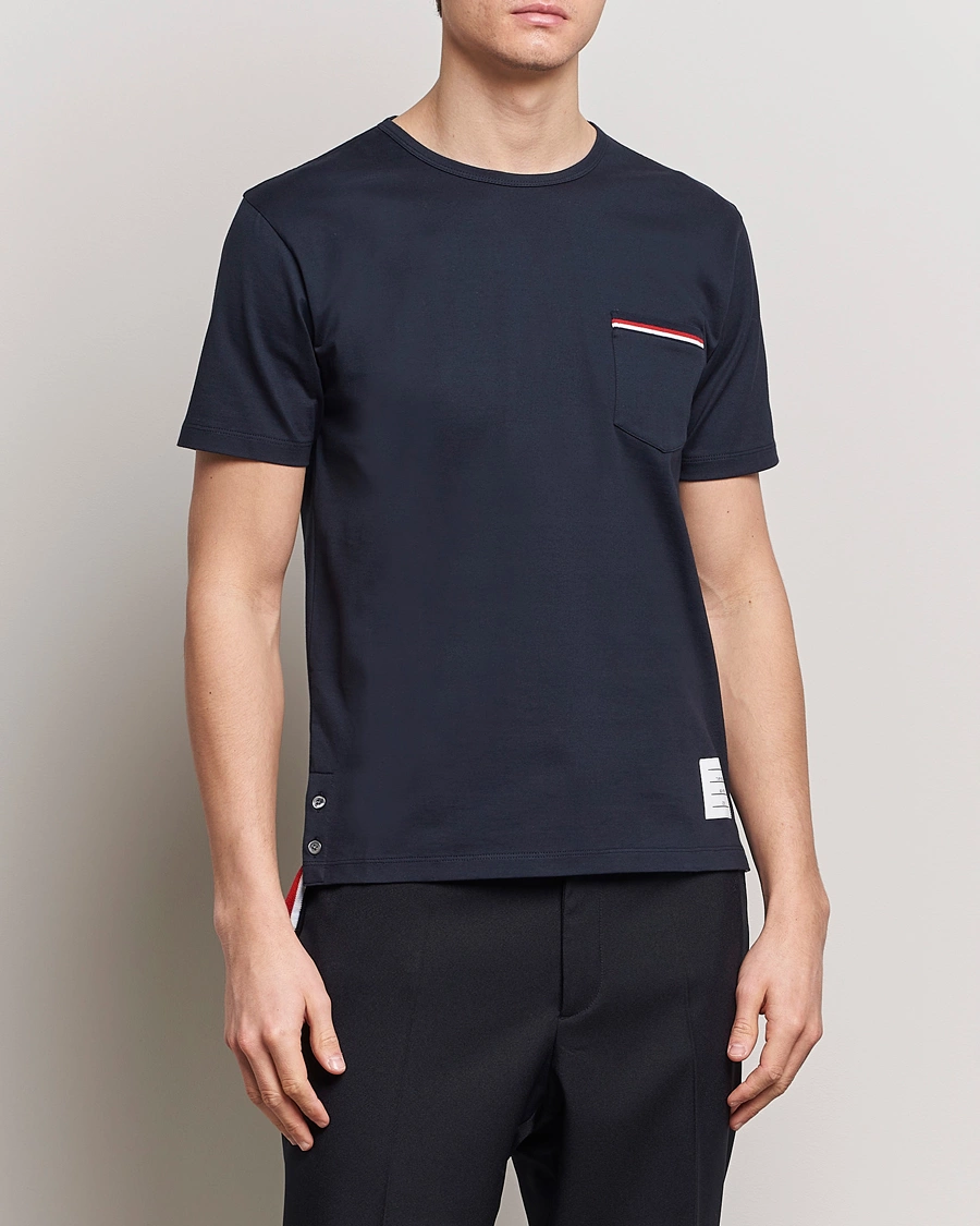 Herre | Kortermede t-shirts | Thom Browne | Short Sleeve Pocket T-Shirt Navy