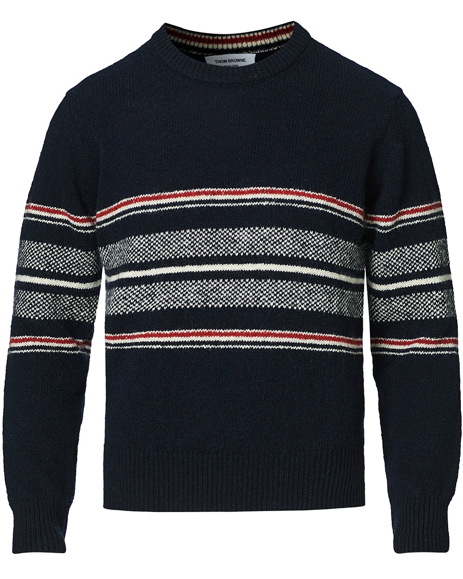 Herre | Gensere | Thom Browne | Birdseye Jacquard Sweater Navy