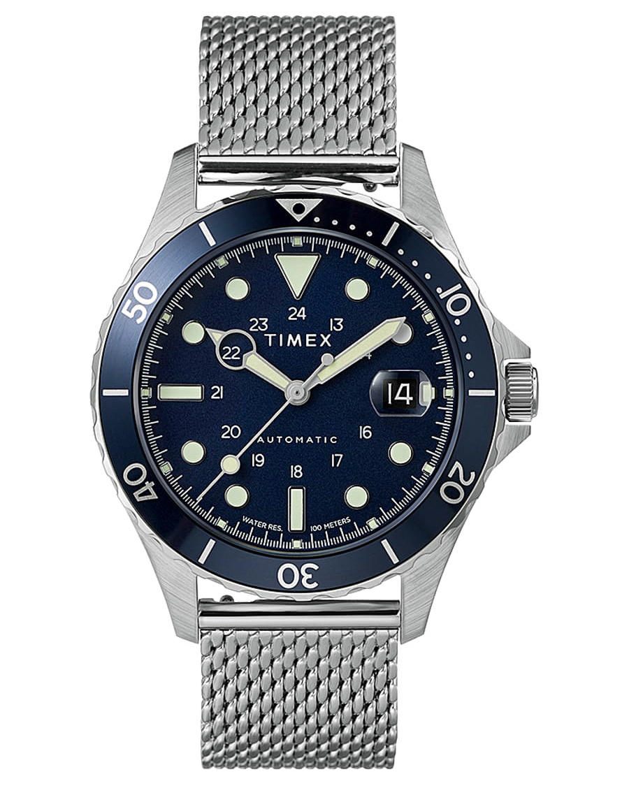Herre | Timex Navi XL Automatic 41mm Steel/Blue Dial | Timex | Navi XL Automatic 41mm Steel/Blue Dial