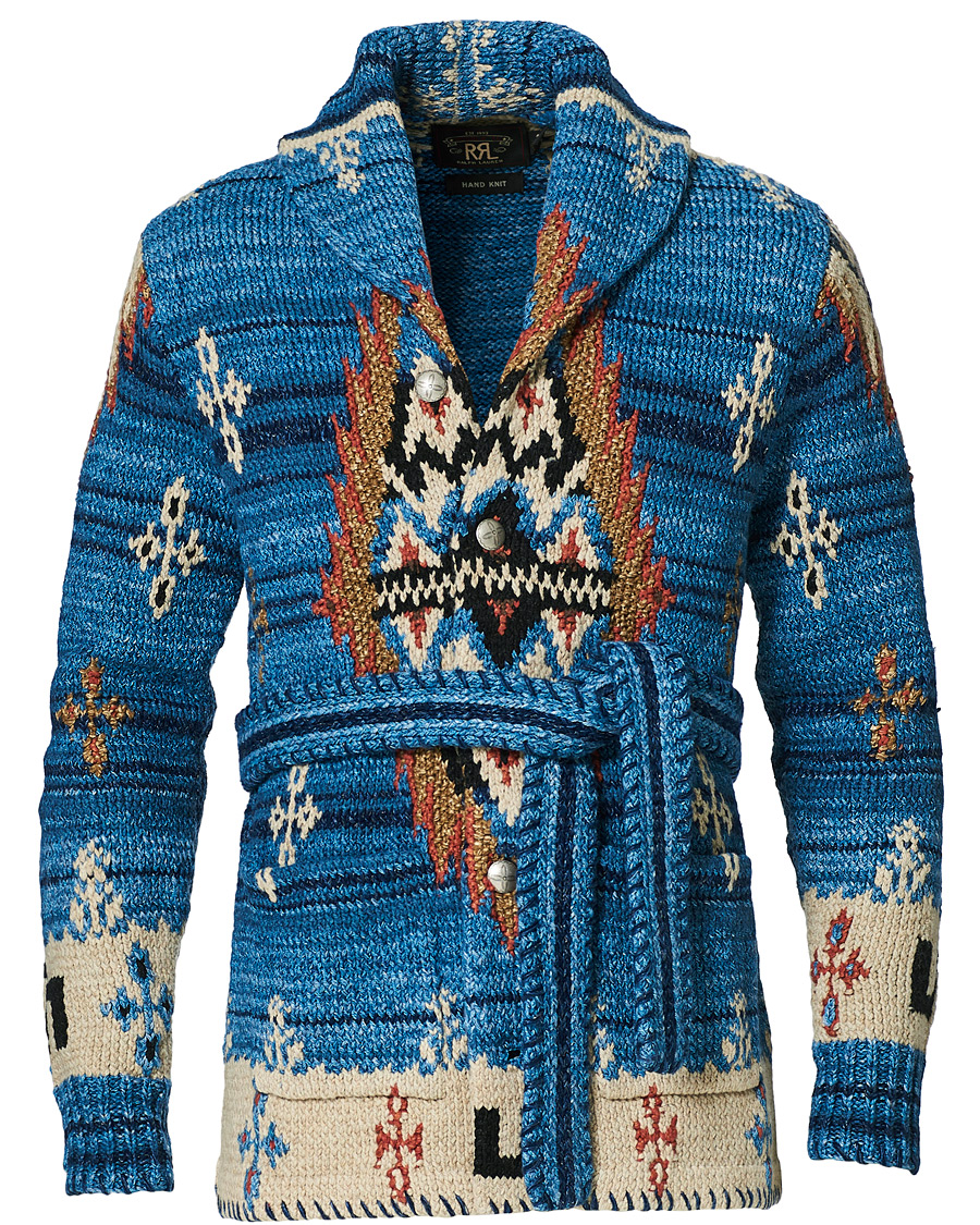 Herre | Gensere | RRL | Ranch Belted Shawl Cardigan Indigo/Cream