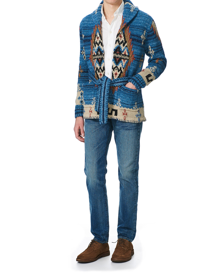 Herre | Gensere | RRL | Ranch Belted Shawl Cardigan Indigo/Cream