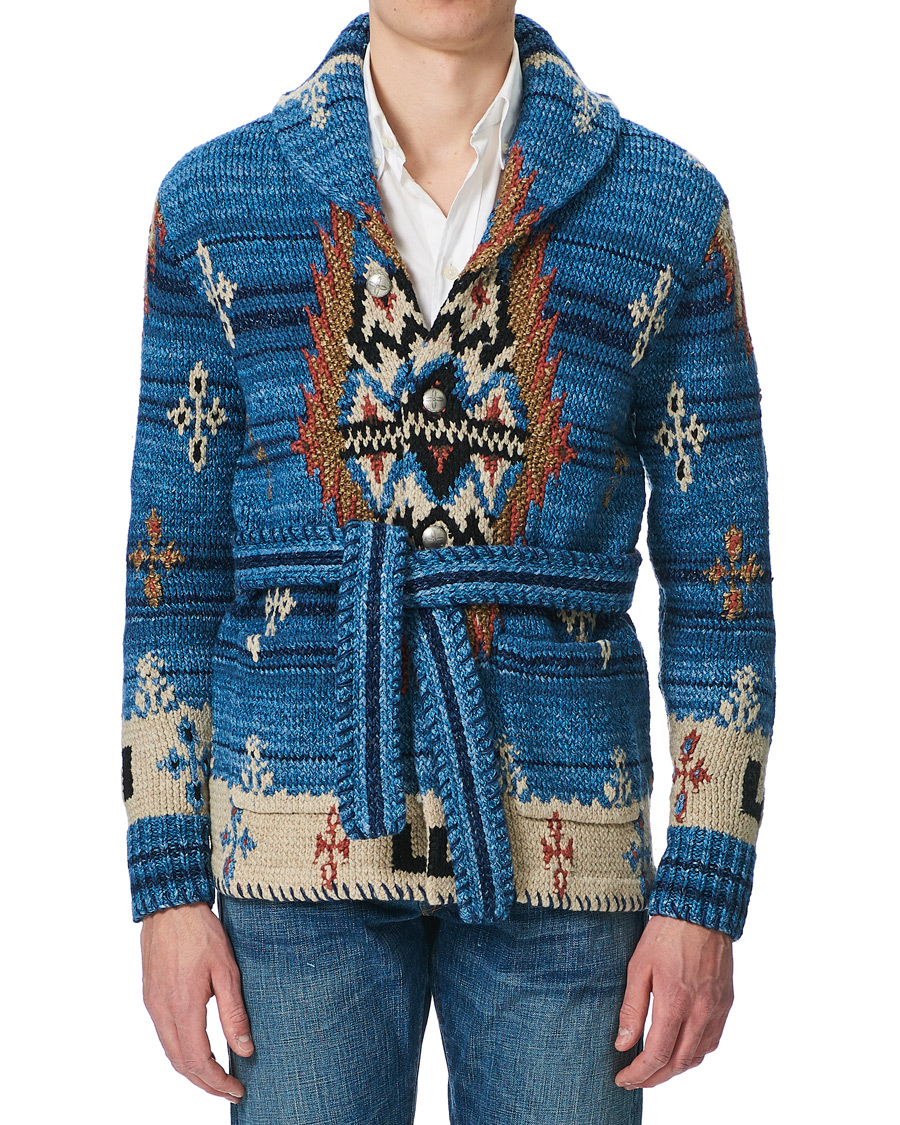 Herre | Gensere | RRL | Ranch Belted Shawl Cardigan Indigo/Cream