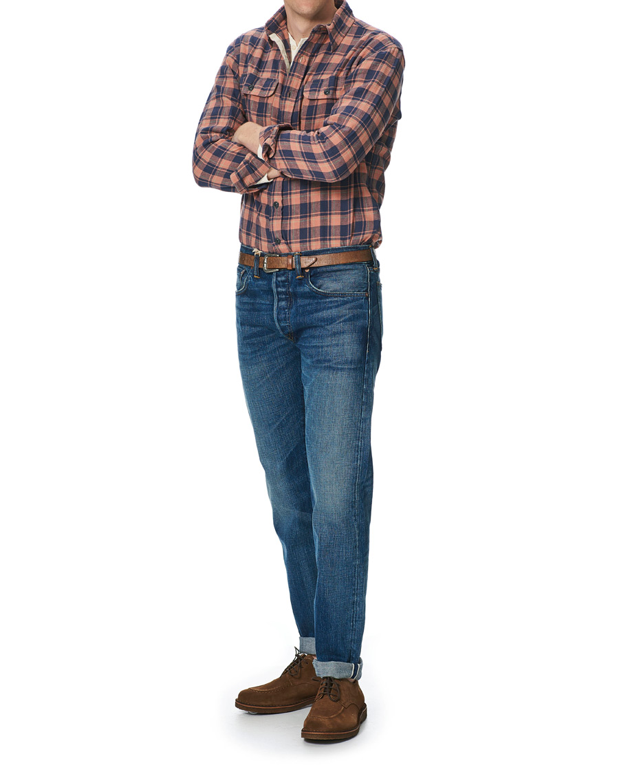 Herre | Skjorter | RRL | Cotton/Linen Matlock Workshirt Coral/Blue