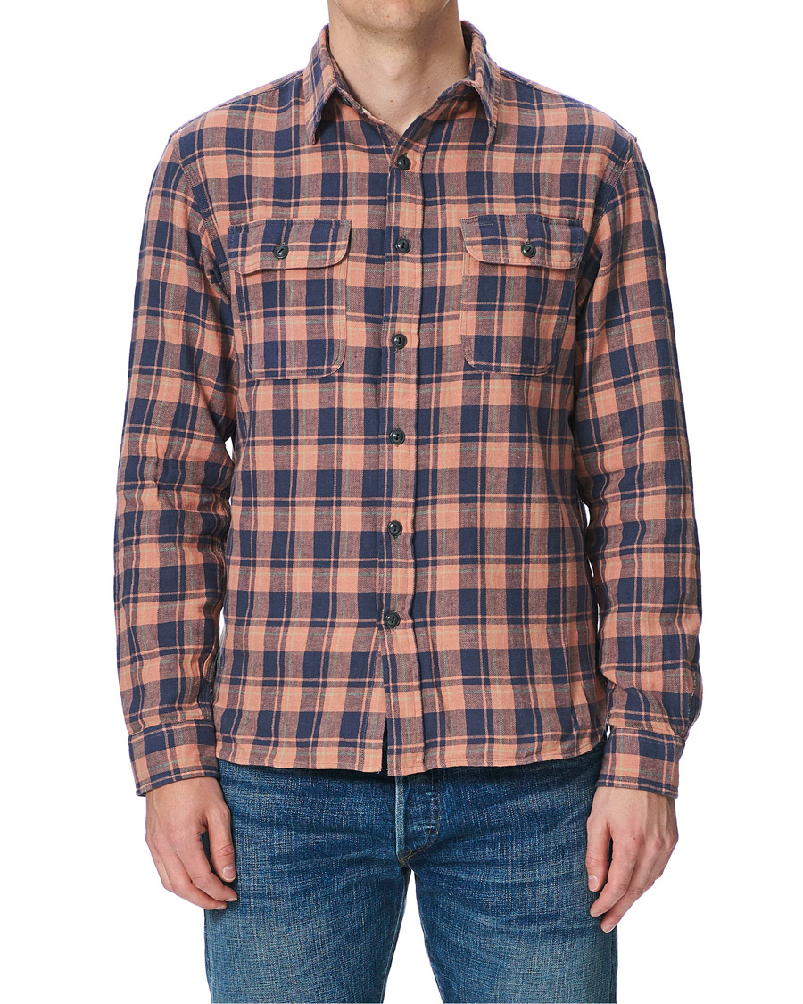 Herre | Skjorter | RRL | Cotton/Linen Matlock Workshirt Coral/Blue