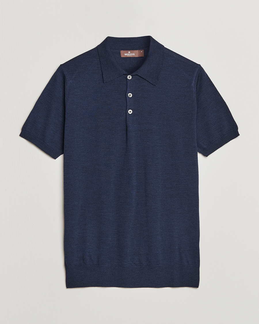 Herre | Pikéer | Morris Heritage | Short Sleeve Knitted Polo Shirt Navy