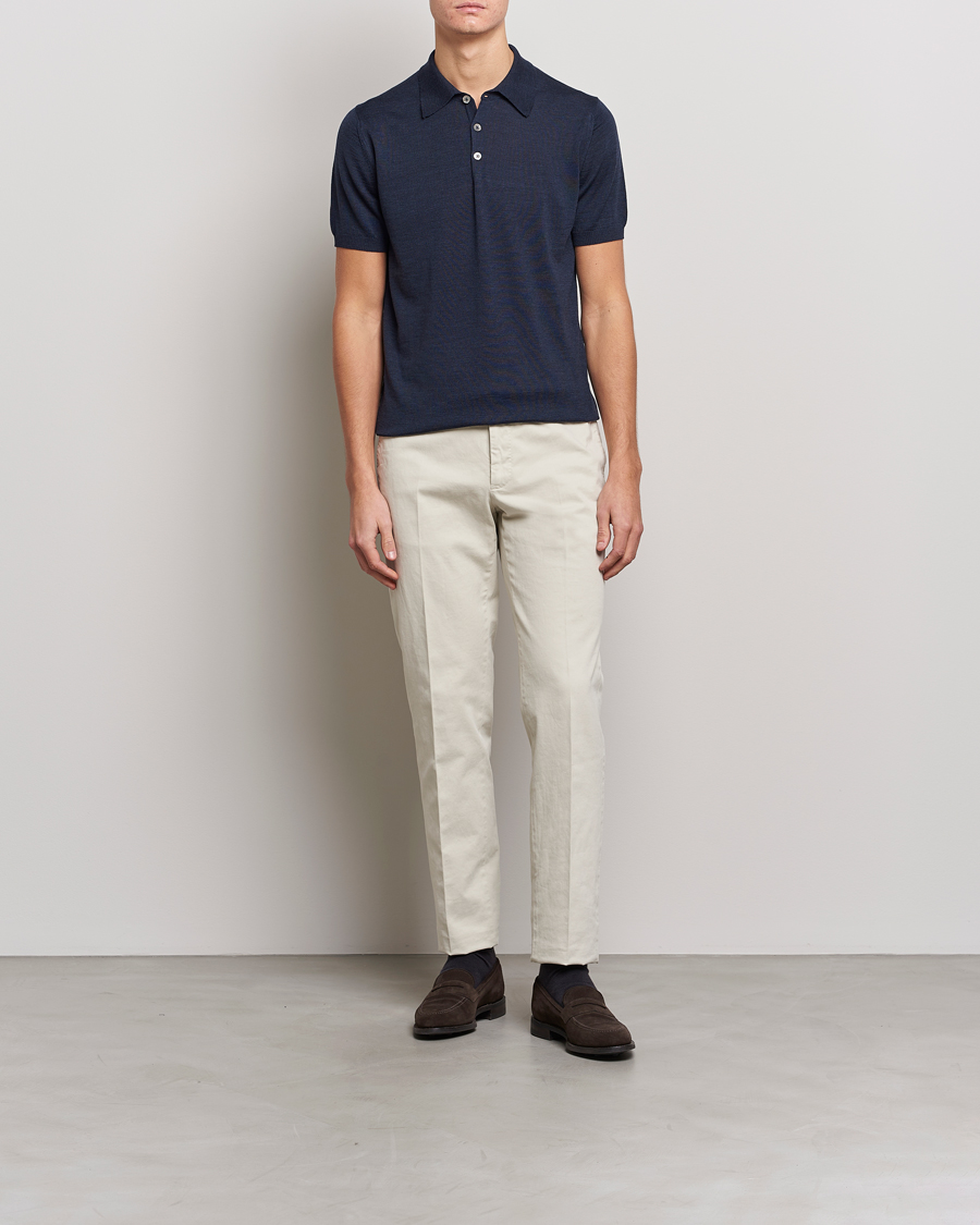 Herre | Pikéer | Morris Heritage | Short Sleeve Knitted Polo Shirt Navy