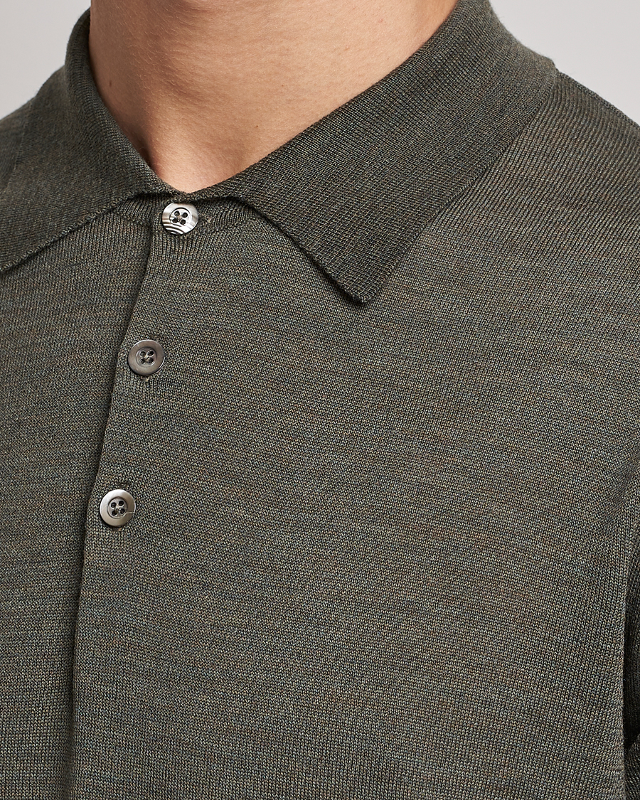 Herre | Pikéer | Morris Heritage | Short Sleeve Knitted Polo Shirt Olive Green