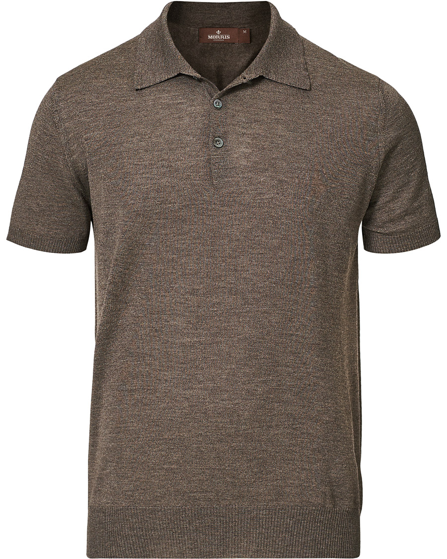 Herre | Pikéer | Morris Heritage | Short Sleeve Knitted Polo Shirt Brown
