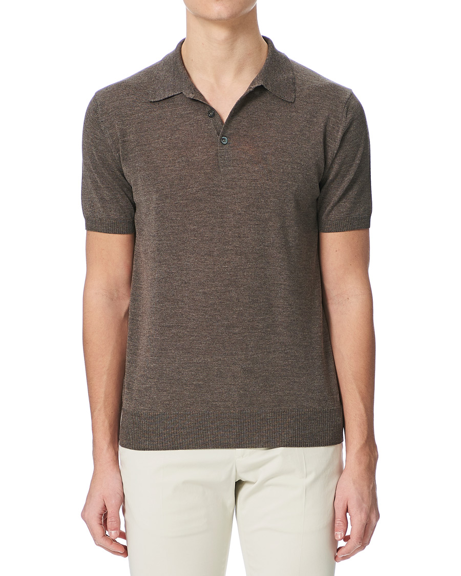 Herre | Pikéer | Morris Heritage | Short Sleeve Knitted Polo Shirt Brown