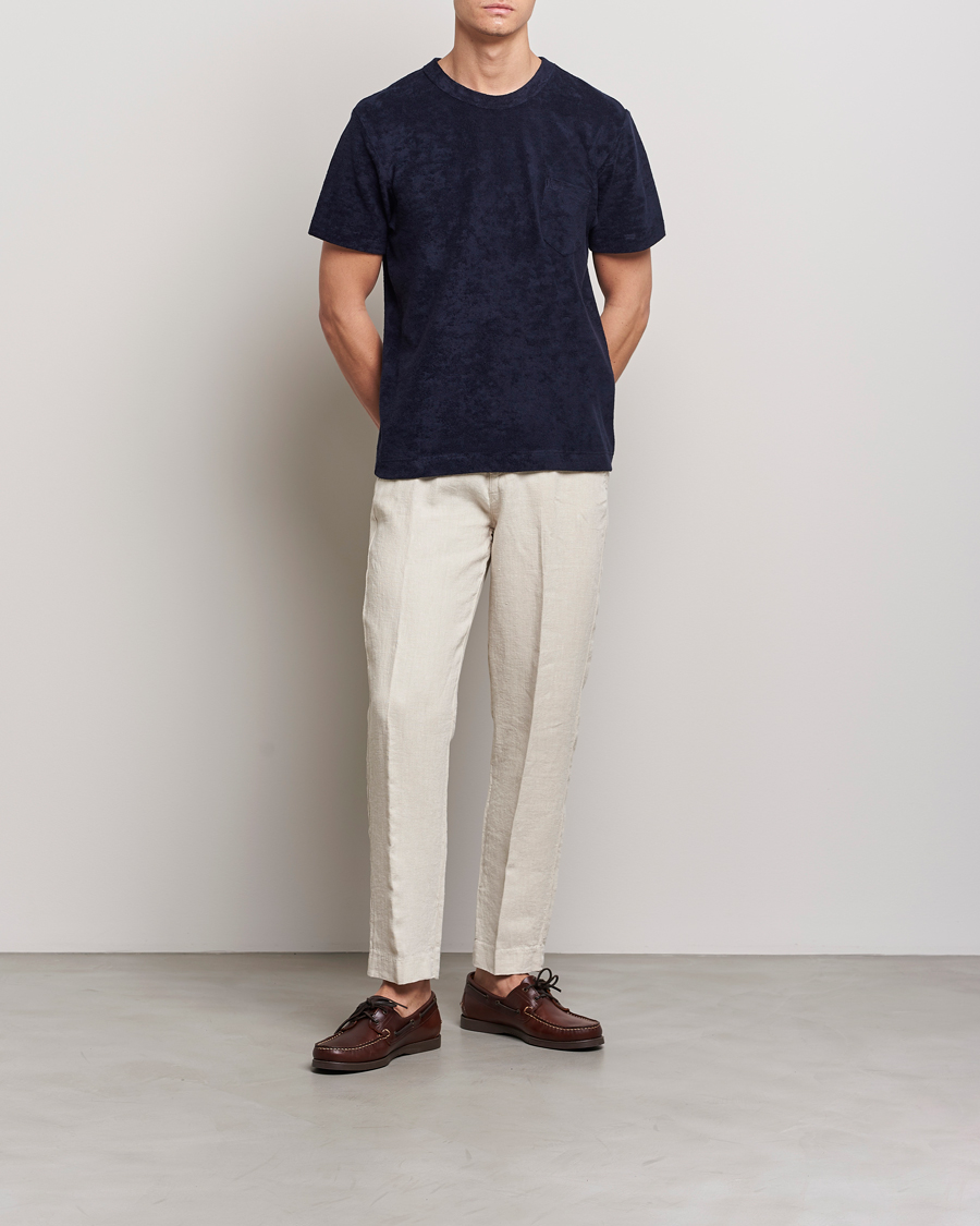 Herre | T-Shirts | Howlin' | Fons Cotton Blend Terry Pocket Tee Navy