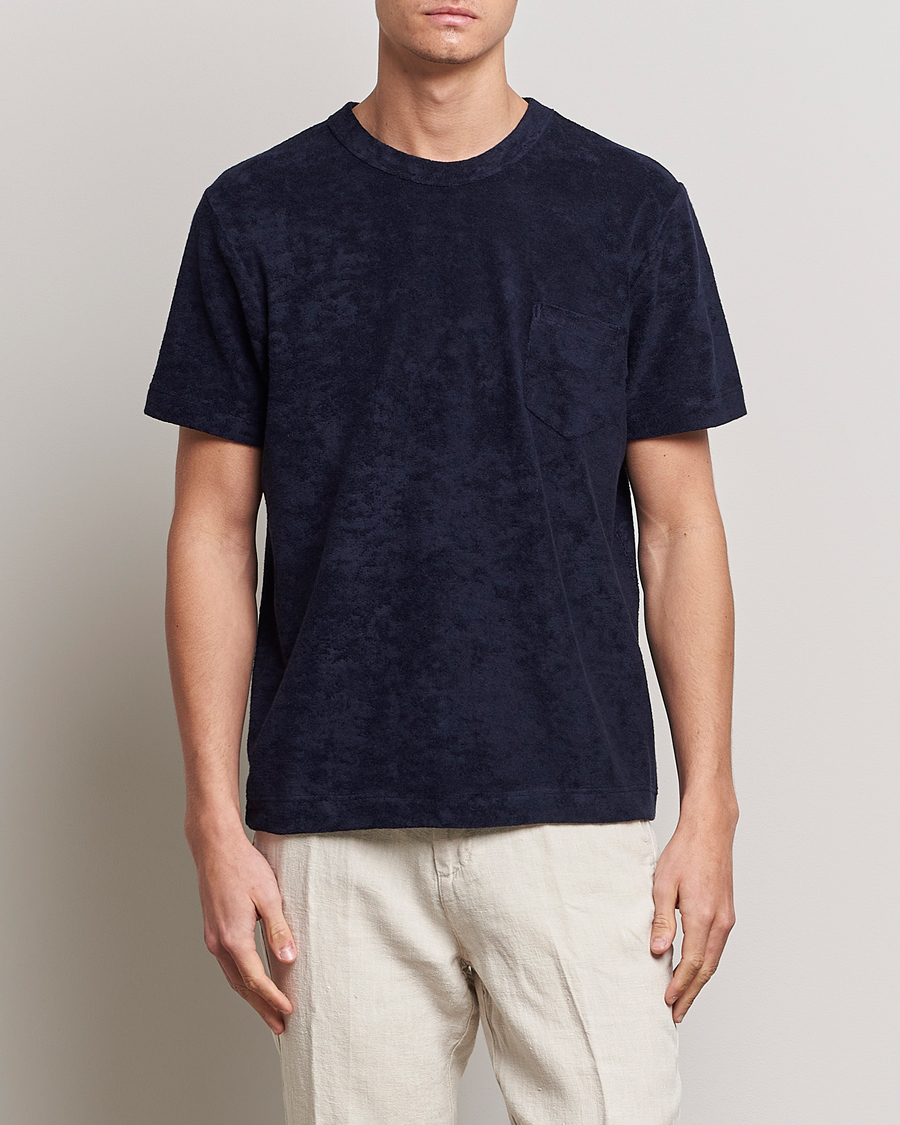 Herre |  | Howlin' | Fons Cotton Blend Terry Pocket Tee Navy