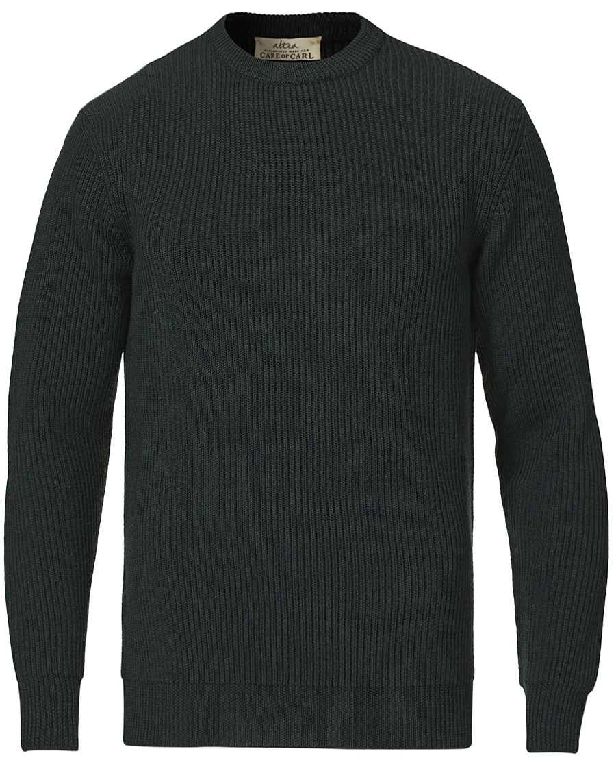Herre | Gensere | Altea | Rib Stitch Crew Neck Dark Green