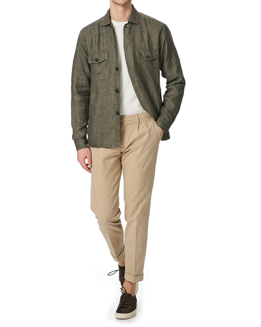 Herre | Bukser | Briglia 1949 | Easy Fit Pleated Cotton Chinos Beige