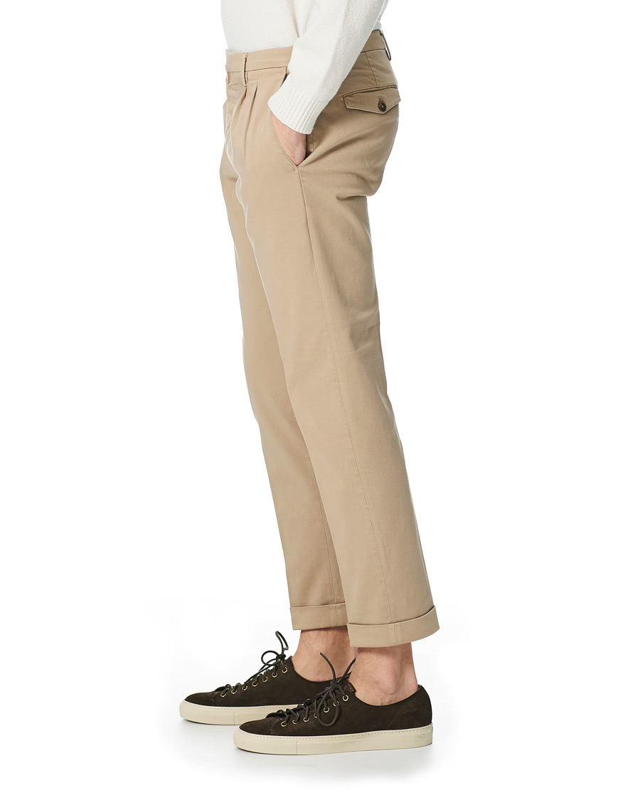 Herre | Bukser | Briglia 1949 | Easy Fit Pleated Cotton Chinos Beige
