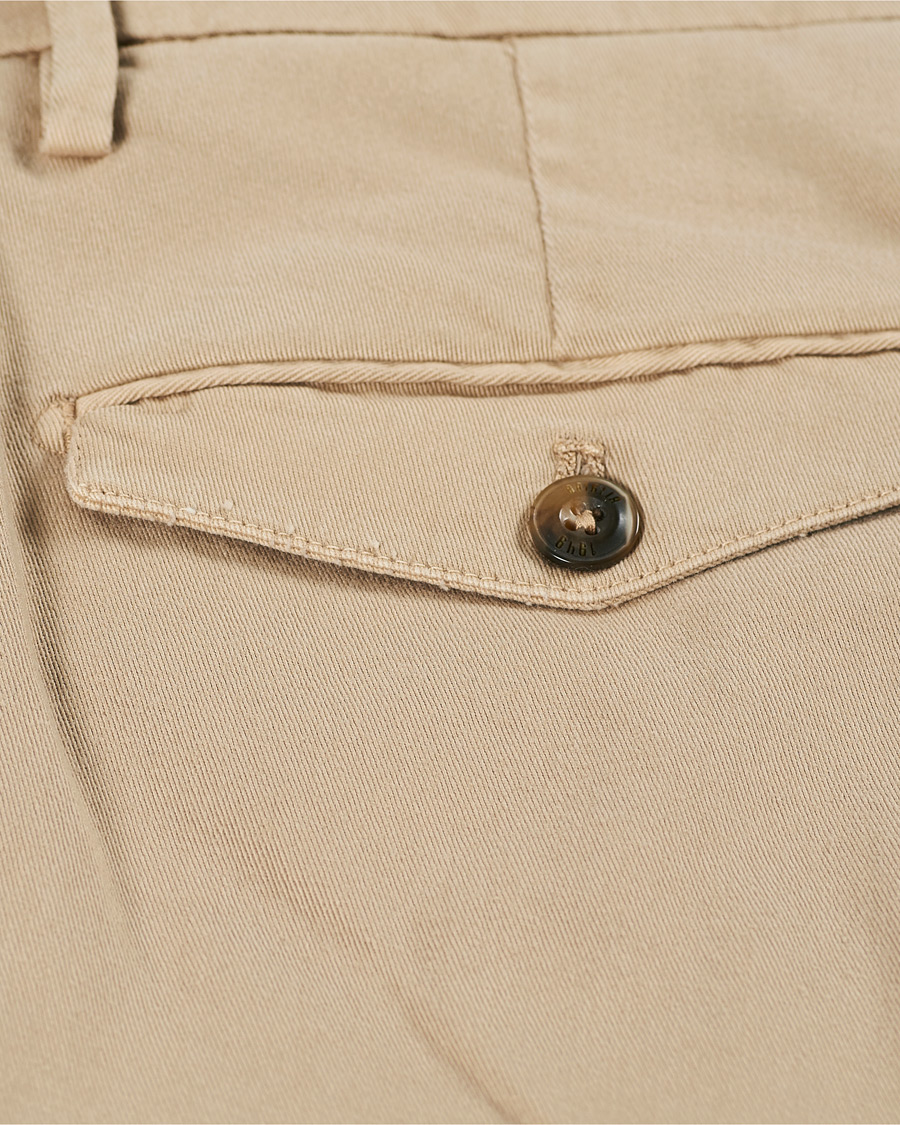 Herre | Bukser | Briglia 1949 | Easy Fit Pleated Cotton Chinos Beige