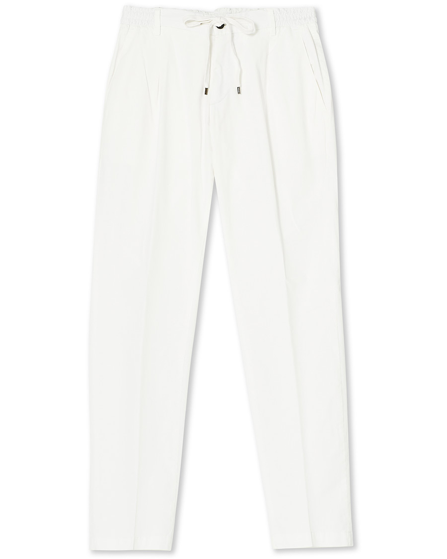 Herre | Bukser | Briglia 1949 | Drawstring Easy Fit Cotton/Tencel Trousers Off White