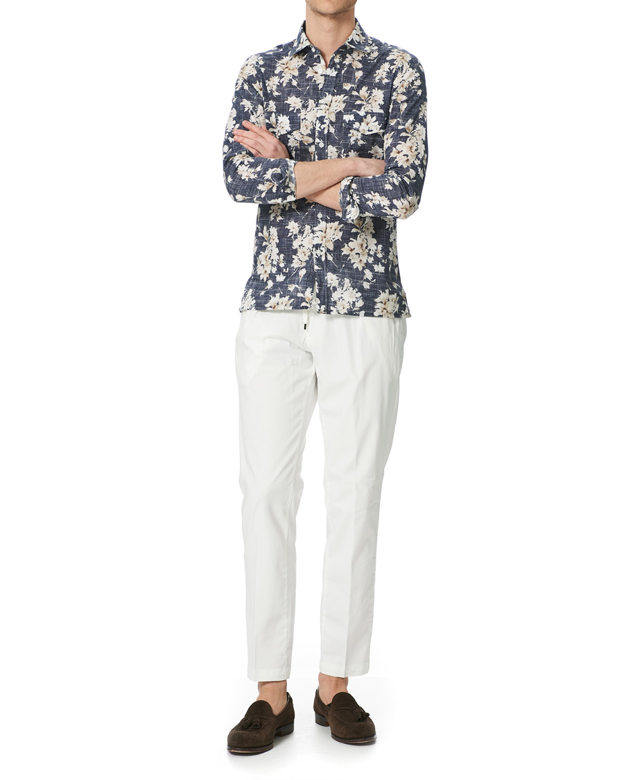 Herre | Bukser | Briglia 1949 | Drawstring Easy Fit Cotton/Tencel Trousers Off White
