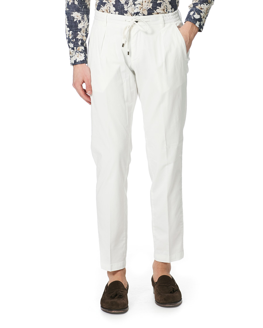 Herre | Bukser | Briglia 1949 | Drawstring Easy Fit Cotton/Tencel Trousers Off White