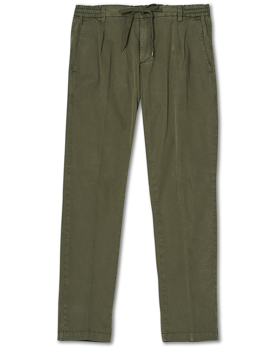 Herre | Bukser | Briglia 1949 | Drawstring Easy Fit Cotton/Tencel Trousers Olive