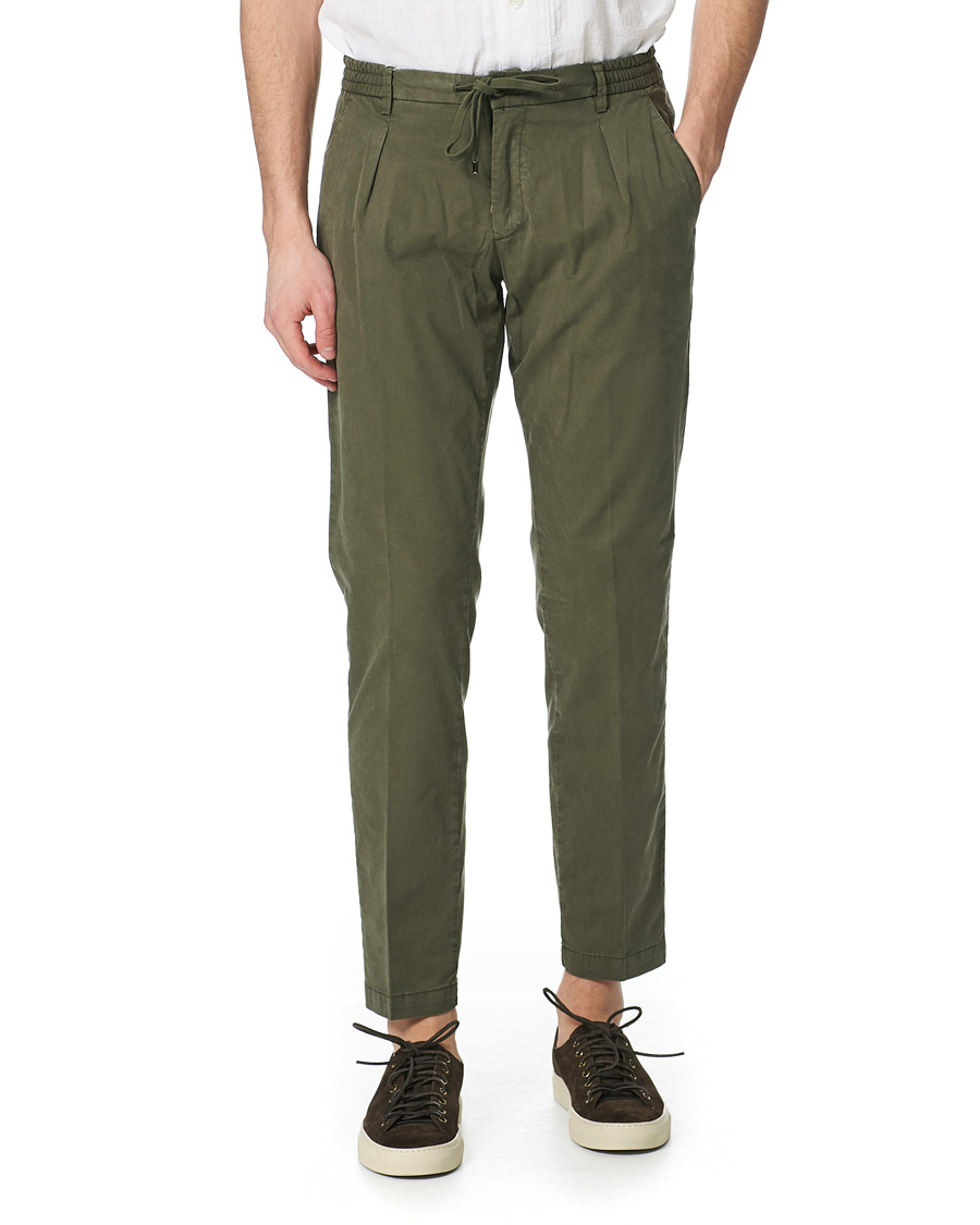 Herre | Bukser | Briglia 1949 | Drawstring Easy Fit Cotton/Tencel Trousers Olive