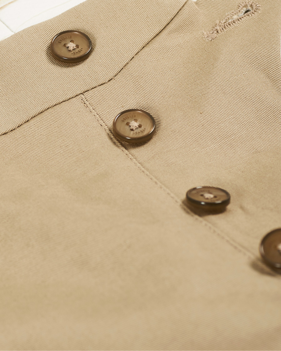 Herre | Bukser | Briglia 1949 | Easy Fit Pleated Linen/Cotton Trousers Beige