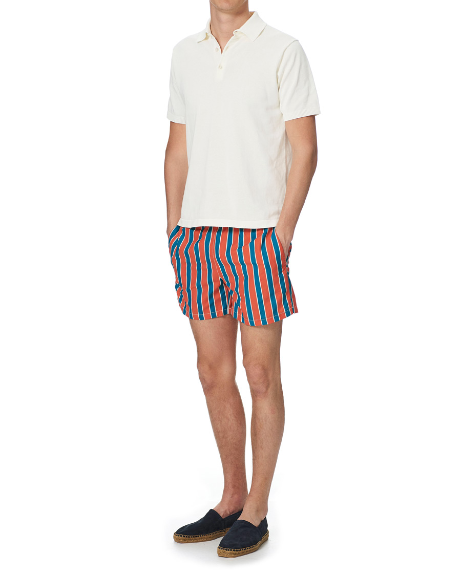 Herre | Badeshorts | Ripa Ripa | Monterosso Striped Swimshorts Green/Orange