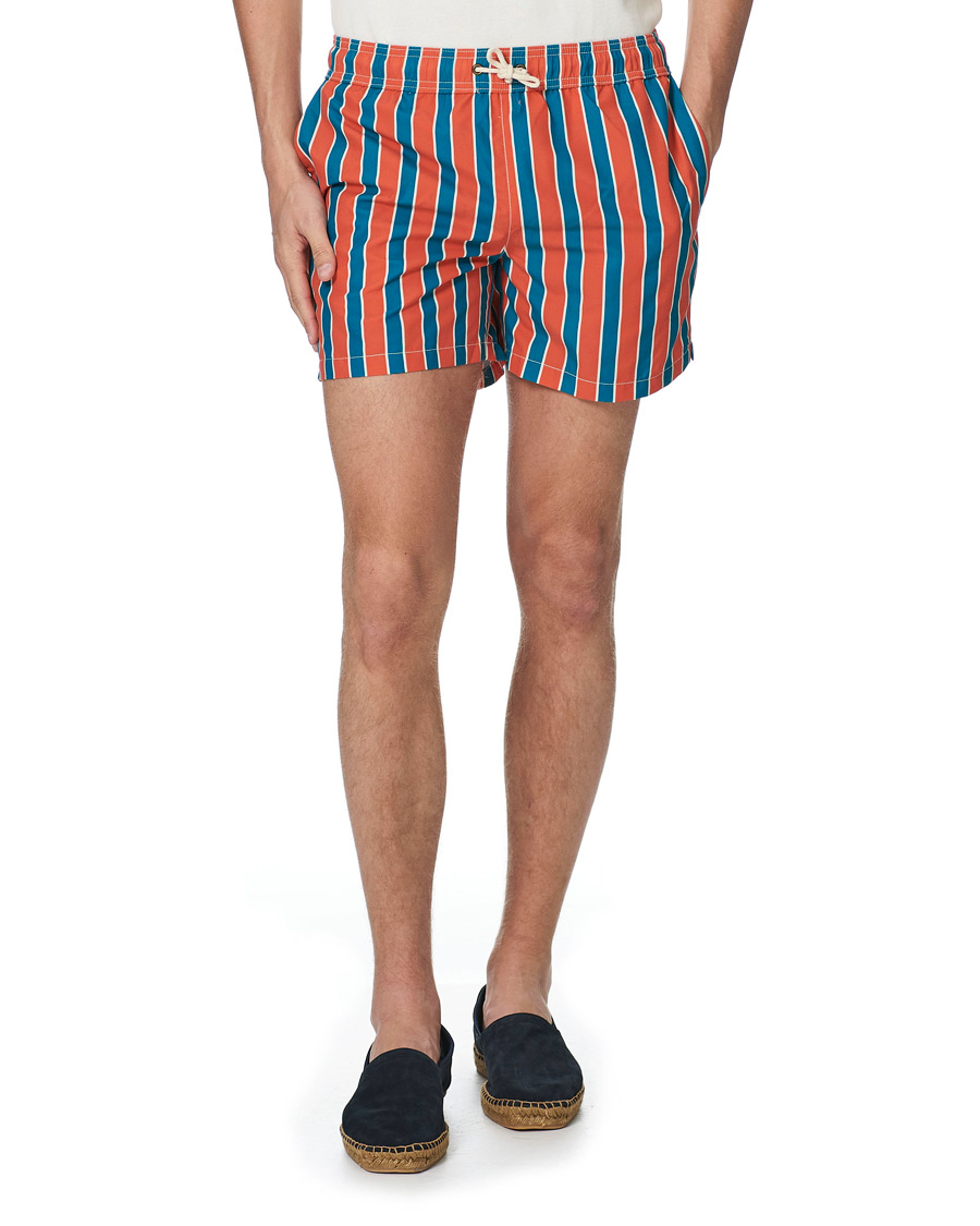 Herre | Badeshorts | Ripa Ripa | Monterosso Striped Swimshorts Green/Orange