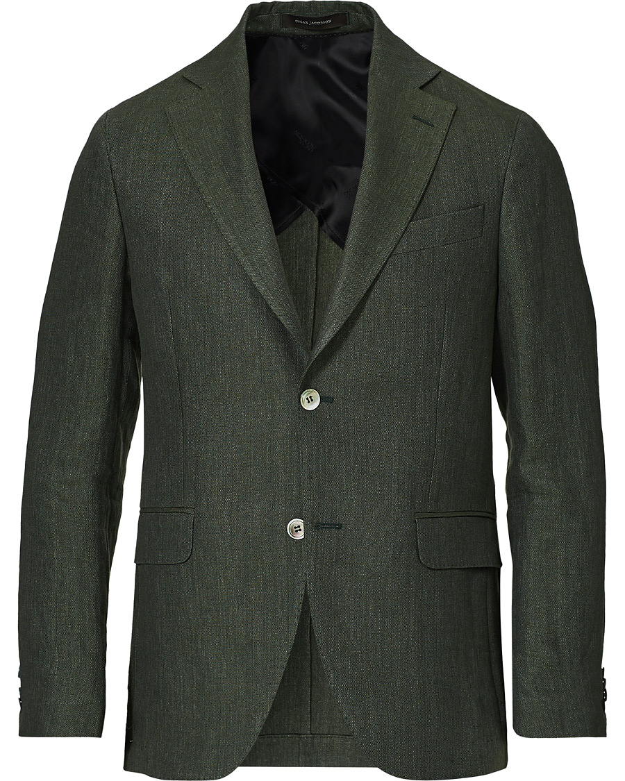 Herre | Dressjakker | Oscar Jacobson | Egel Linen Blazer Green