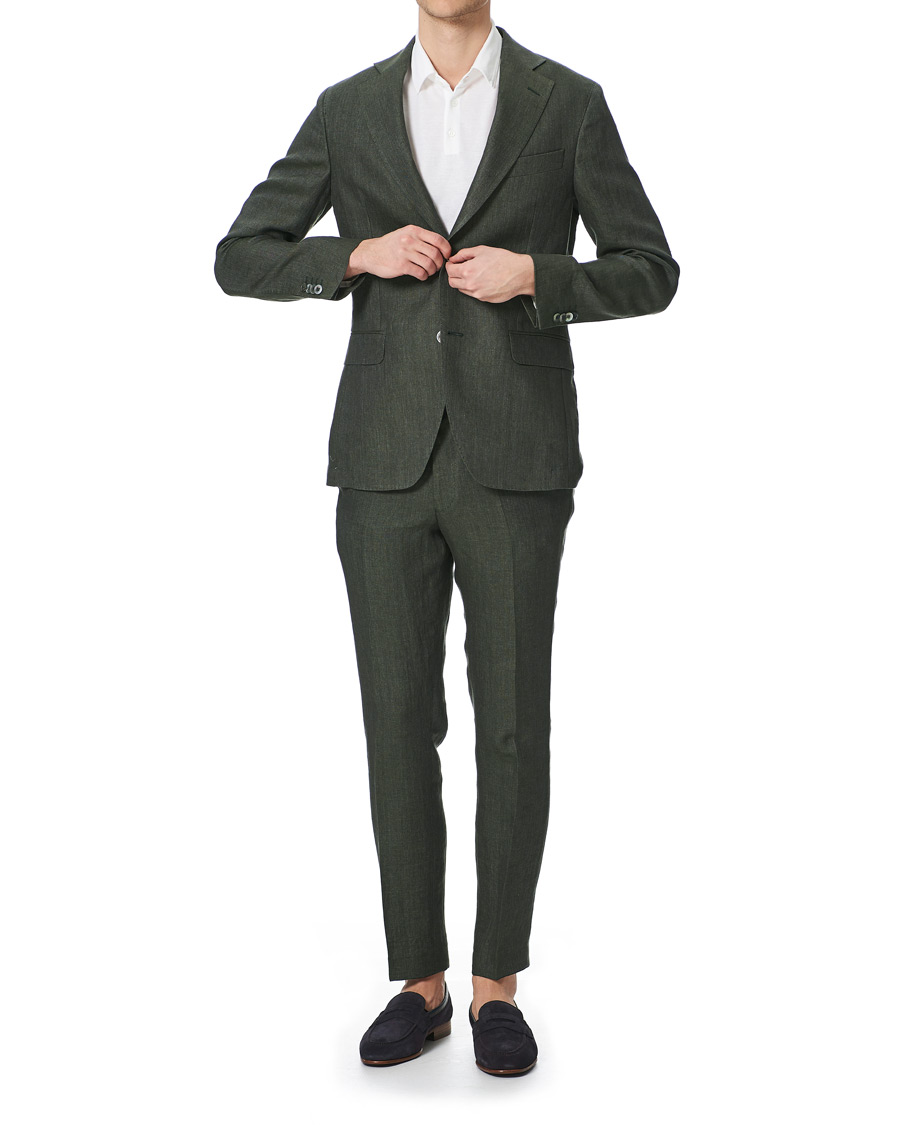 Herre | Dressjakker | Oscar Jacobson | Egel Linen Blazer Green