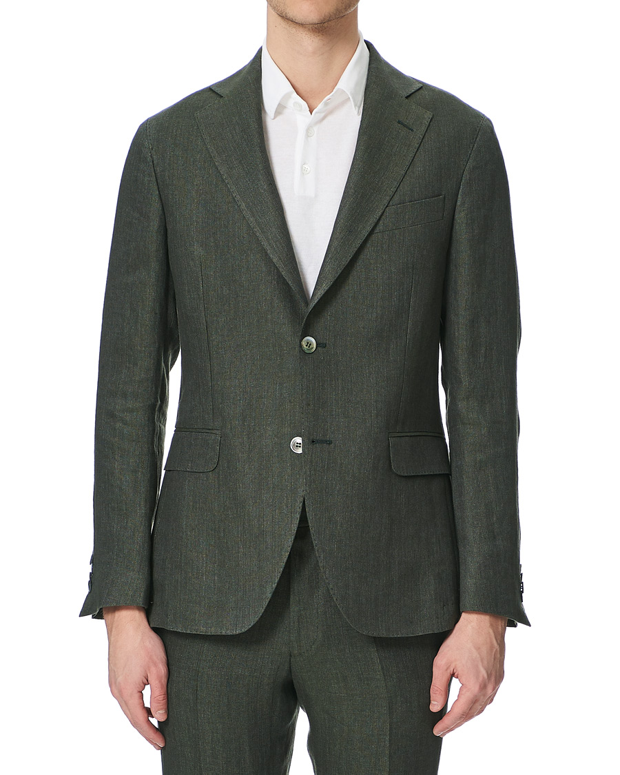 Herre | Dressjakker | Oscar Jacobson | Egel Linen Blazer Green