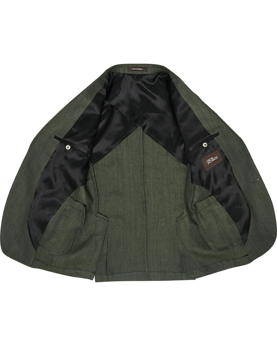 Herre | Dressjakker | Oscar Jacobson | Egel Linen Blazer Green