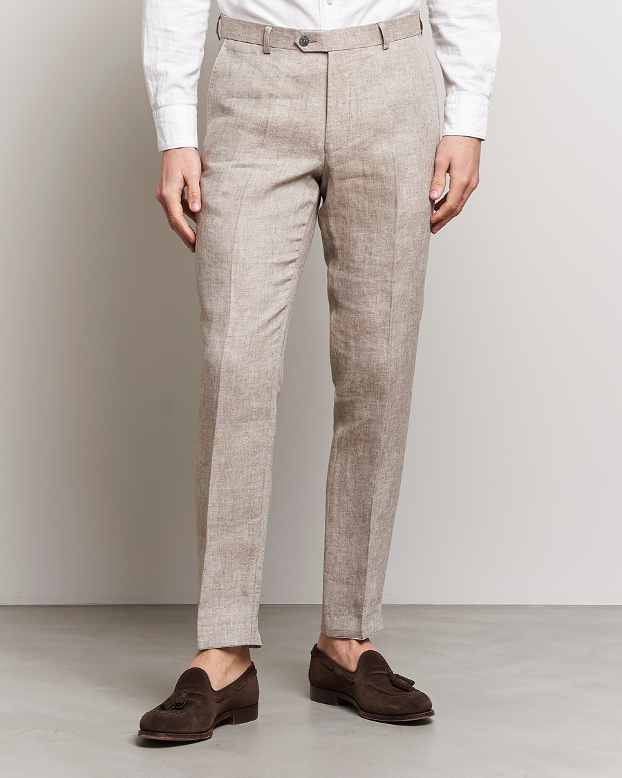 Herre | Bukser | Oscar Jacobson | Denz Linen Trousers Beige