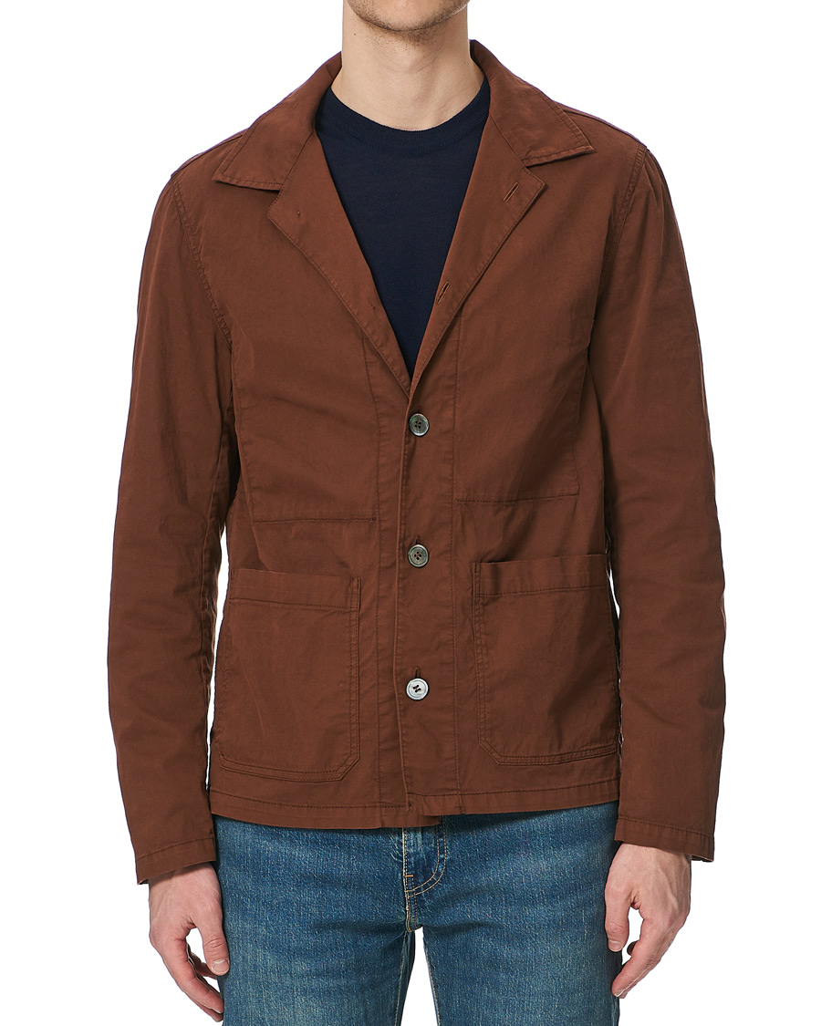 Herre | Skjorter | Oscar Jacobson | Hampus Cotton Shirt Jacket Brown