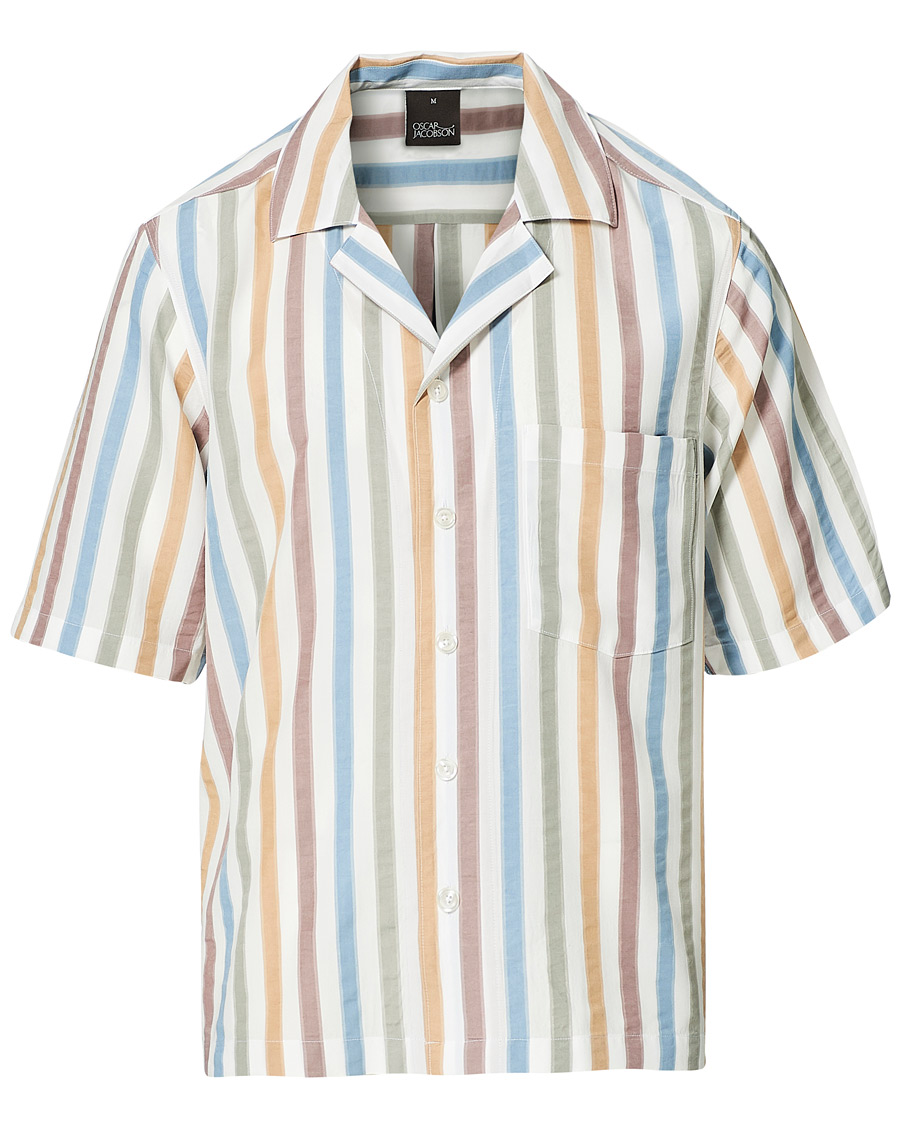 Herre | Skjorter | Oscar Jacobson | Hilmer Short Sleeve Striped Resort Shirt Multi