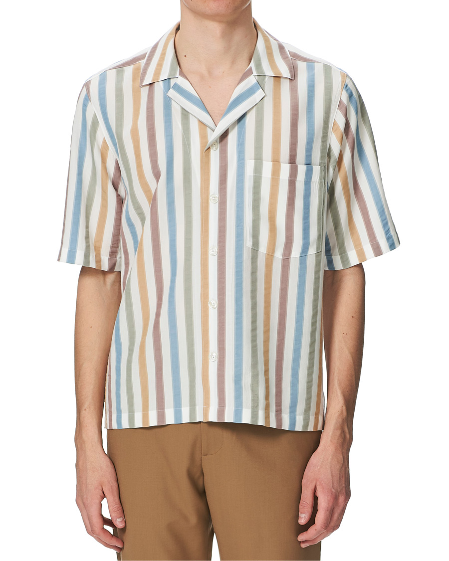 Herre | Skjorter | Oscar Jacobson | Hilmer Short Sleeve Striped Resort Shirt Multi