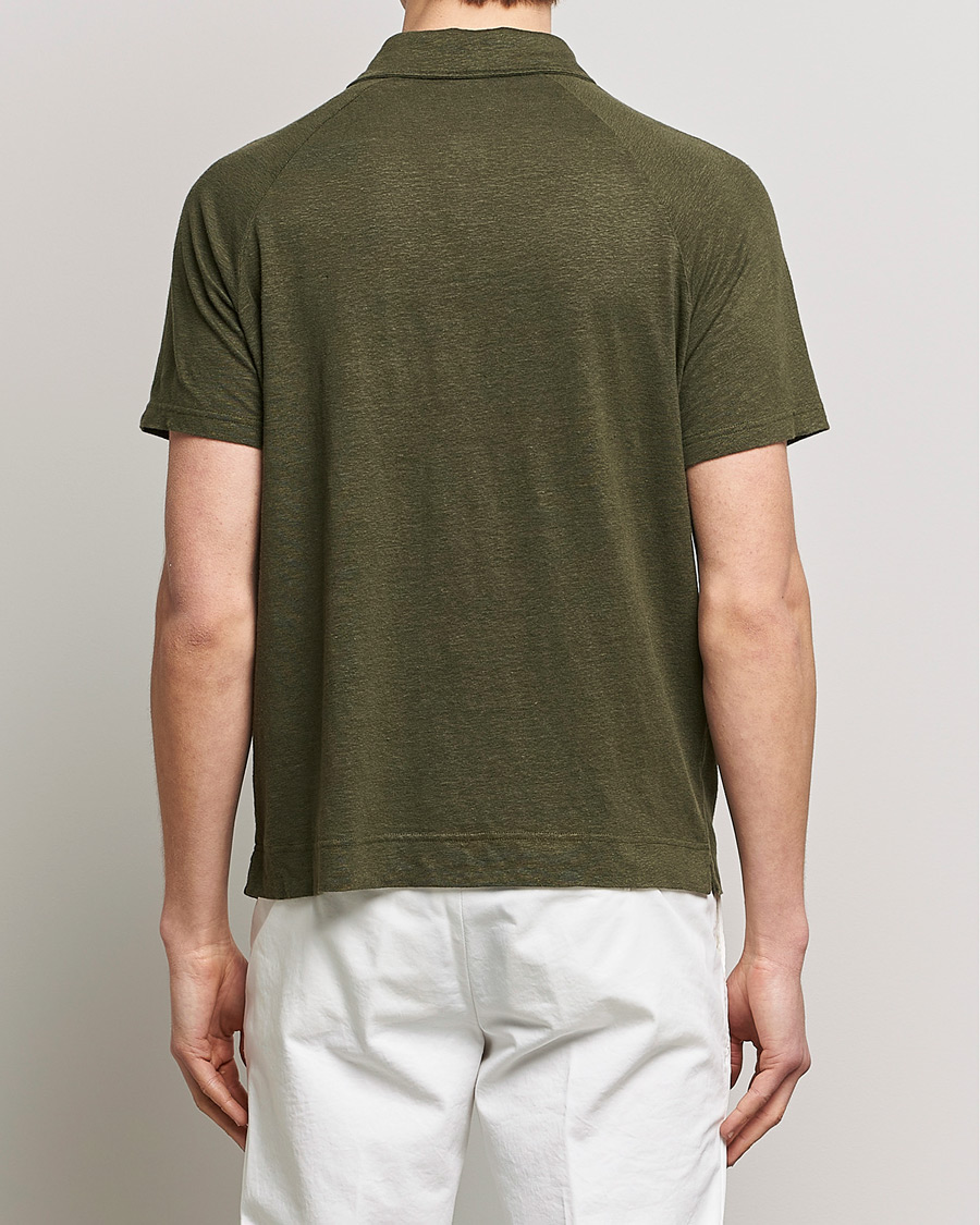 Herre | Pikéer | Oscar Jacobson | Albin Short Sleeve Linen Polo Olive