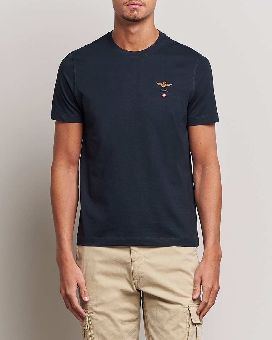 Herre | T-Shirts | Aeronautica Militare | TS1580 Crew Neck Tee Navy