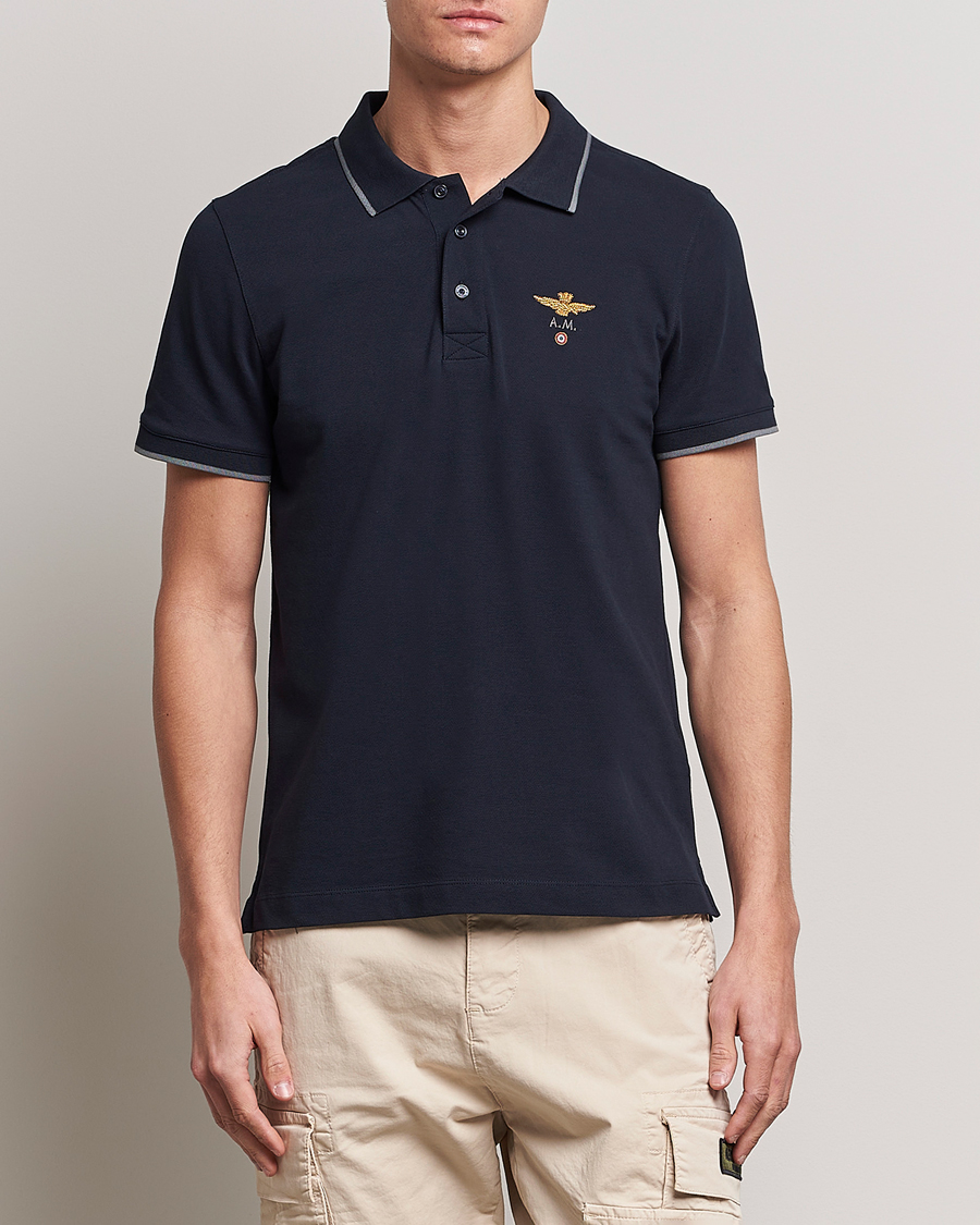 Herre | 30% salg | Aeronautica Militare | Garment Dyed Cotton Polo Navy