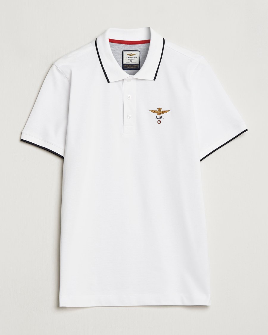 Herre | Pikéer | Aeronautica Militare | Garment Dyed Cotton Polo Off White