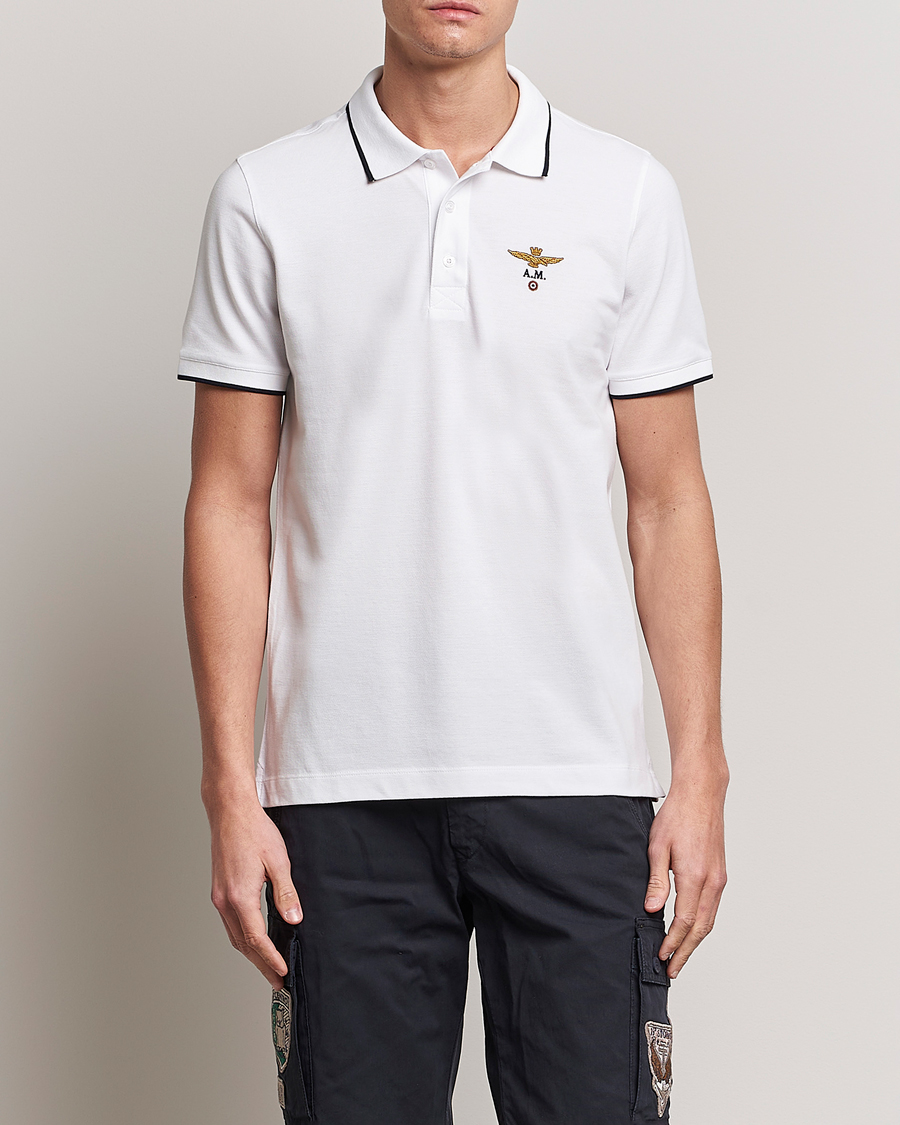 Herre | | Aeronautica Militare | Garment Dyed Cotton Polo Off White