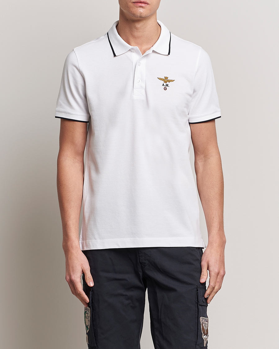 Herre | Kortermet piké | Aeronautica Militare | Garment Dyed Cotton Polo Off White