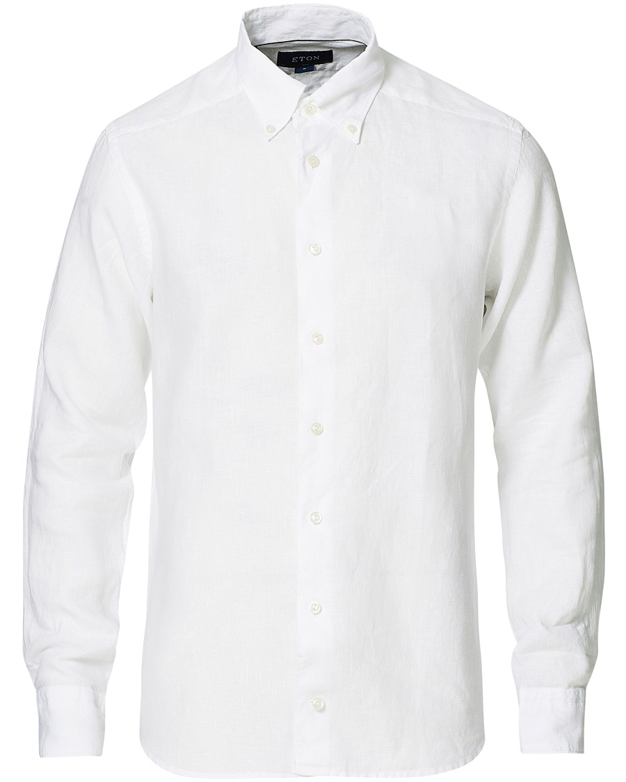 Herre | Skjorter | Eton | Slim Fit Button Down Linen Shirt White