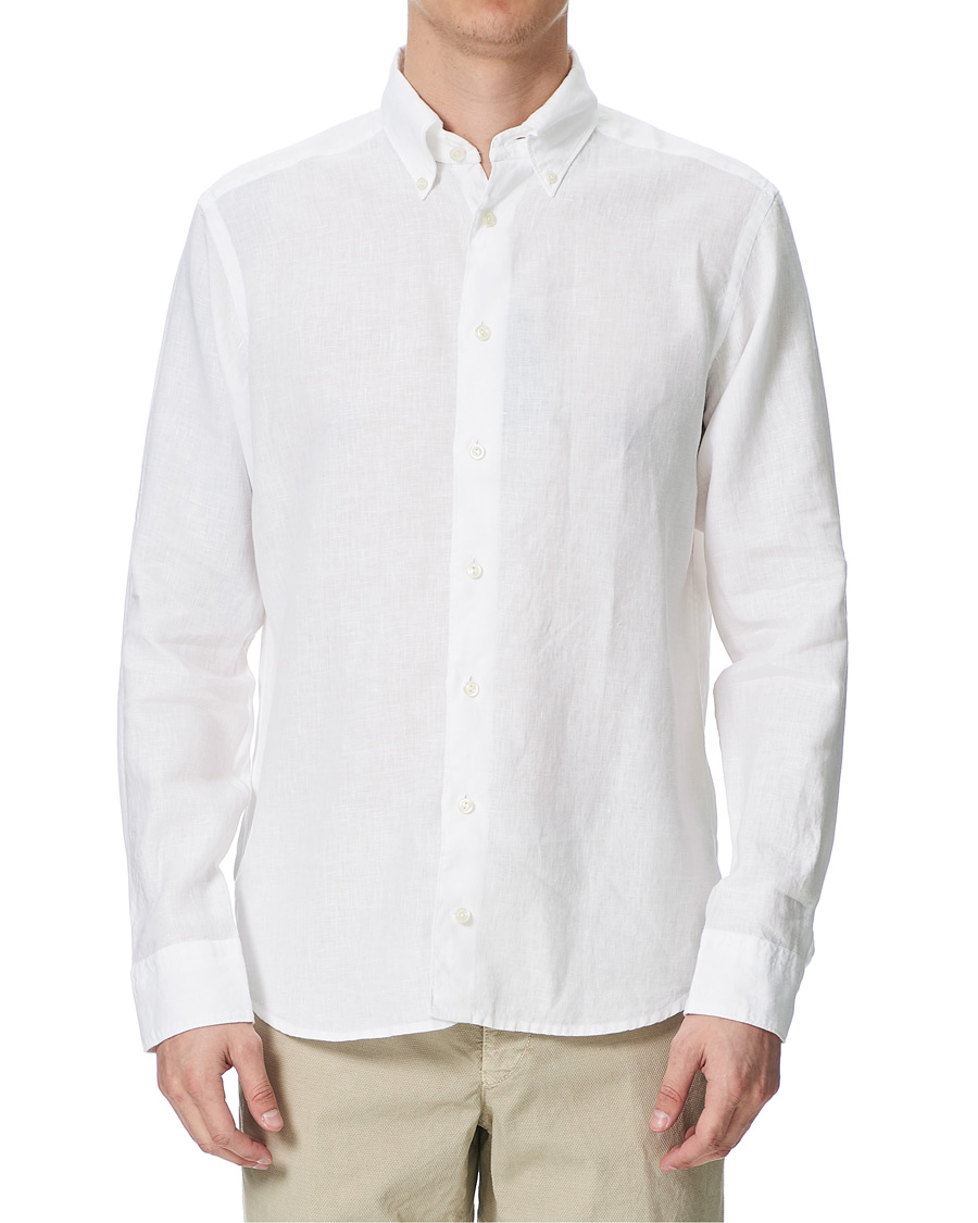 Herre | Skjorter | Eton | Slim Fit Button Down Linen Shirt White